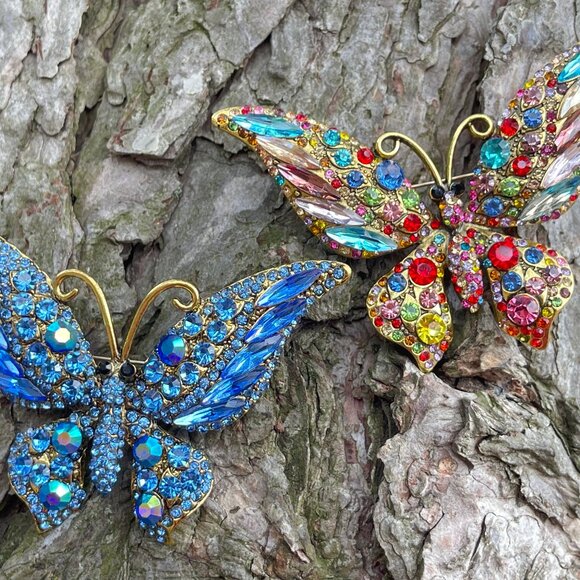 Large Butterfly Rhinestone Brooch Butterfly Pin - Picture 6 of 6